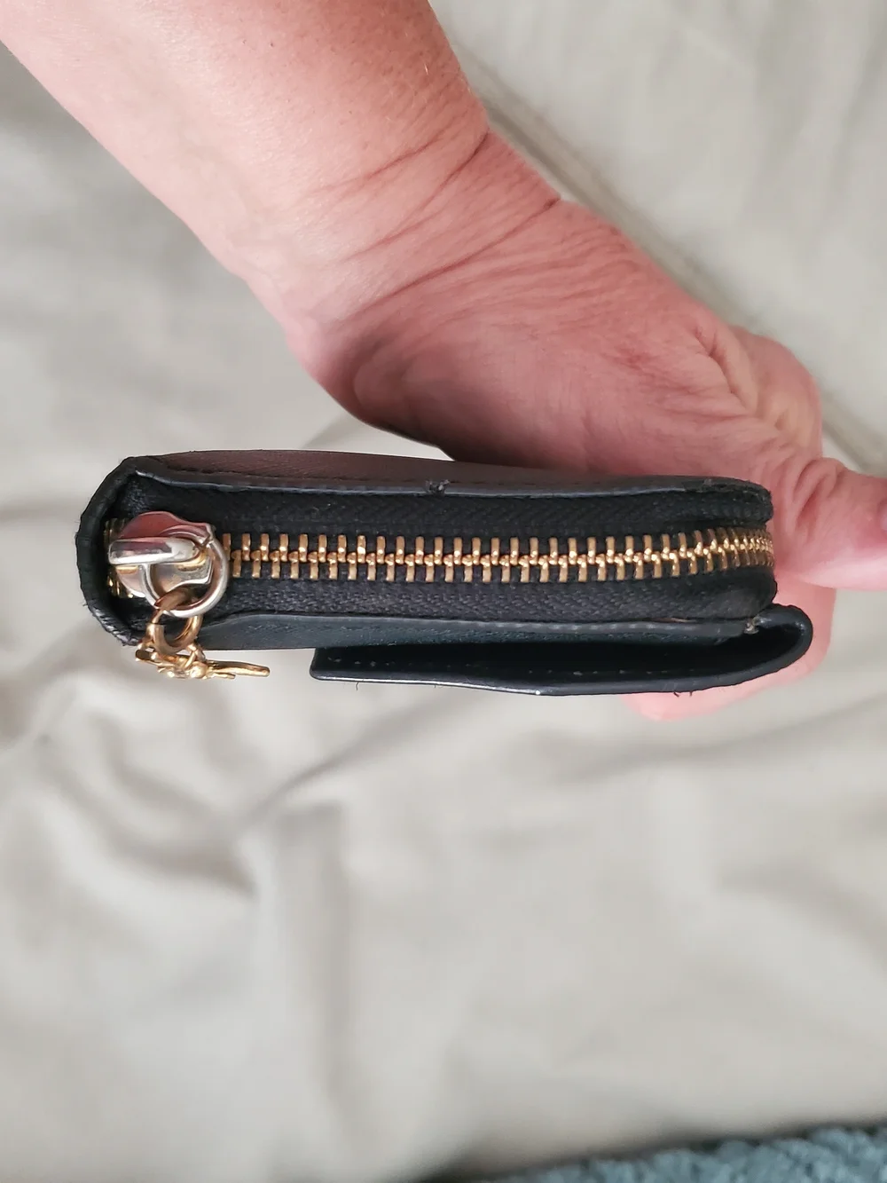 Rebecca Minkoff Black Saffiano Wristlet Clutch with Gold Plaque